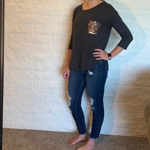 Glitter pocket blouse